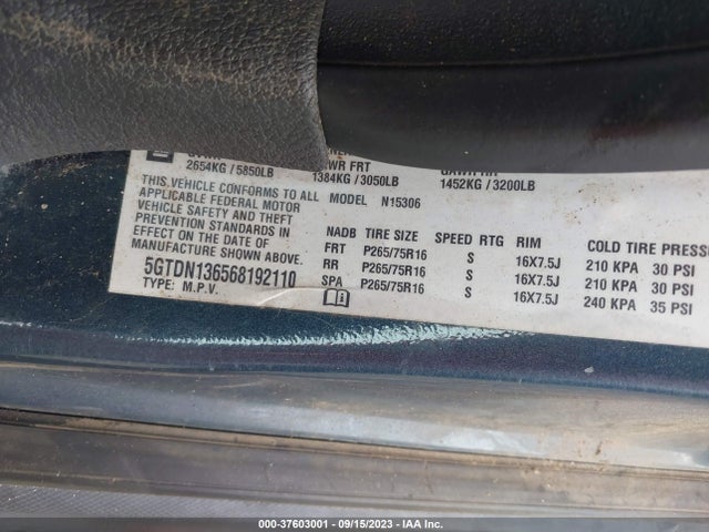 2006 HUMMER H3 VIN: 5GTDN136568192110