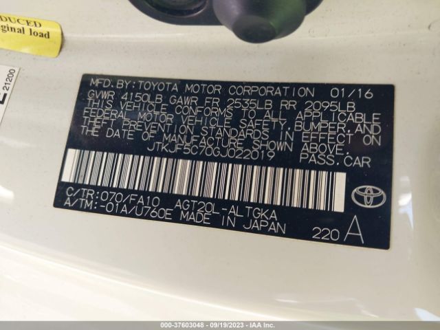 JTKJF5C70GJ022019 Scion TC