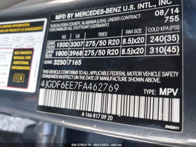 4JGDF6EE7FA462769 Mercedes-Benz Gl-class Gl 450