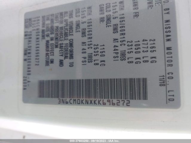 3N6CM0KNXKK696272 Nissan Nv200 Compact Cargo S