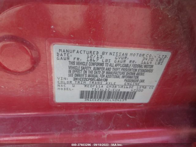 3N1CE2CPOEL404139 Nissan Versa Note S/s Plus/sv/sl
