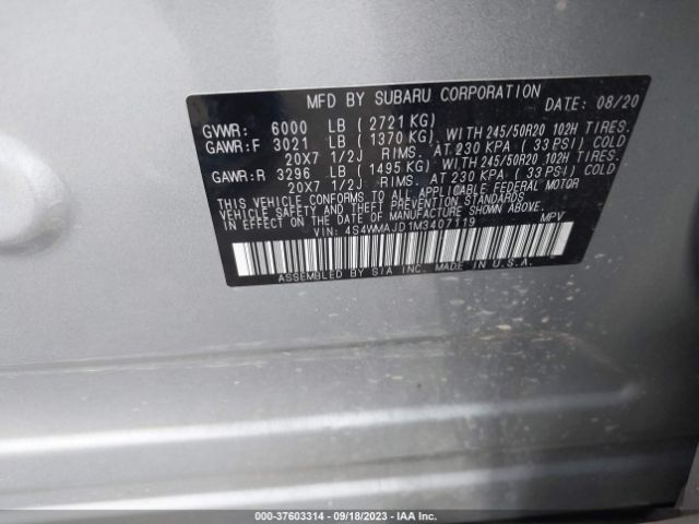4S4WMAJD1M3407119 Subaru Ascent Limited