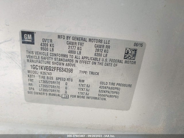 Chevrolet Silverado 2500hd Lt 2015 1GC1KVEG2FF634398 Image 9
