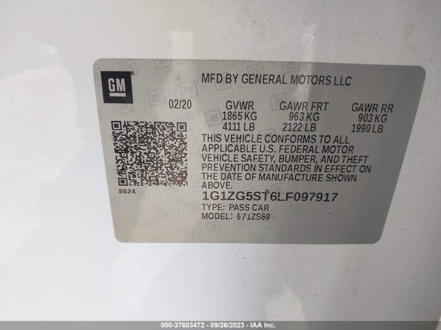 Chevrolet MALIBU RS 2020 1G1ZG5ST6LF097917 Image 9