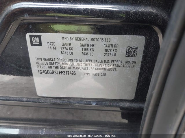 2015 BUICK LACROSSE PREMIUM I VIN: 1G4GD5G37FF217496