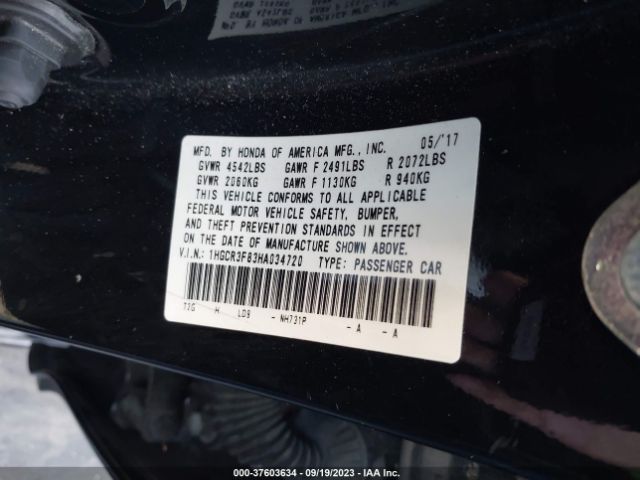 1HGCR3F83HA034720 Honda Accord Sedan Ex-l V6