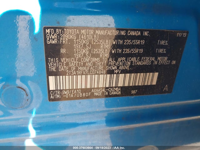 Toyota Rav4 Xle Premium 2020 2T3A1RFV7LC074848 Image 9