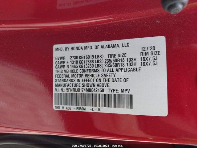 Honda Odyssey Ex-l 2021 5FNRL6H74MB042150 Image 9