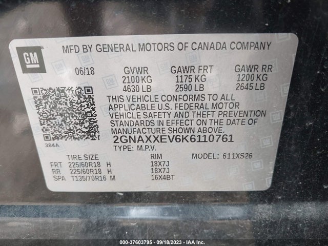 Chevrolet Equinox Premier 2019 2GNAXXEV6K6110761 Image 9