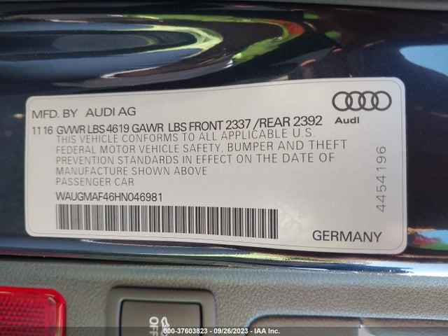 WAUGMAF46HN046981 Audi A4 Ultra Premium