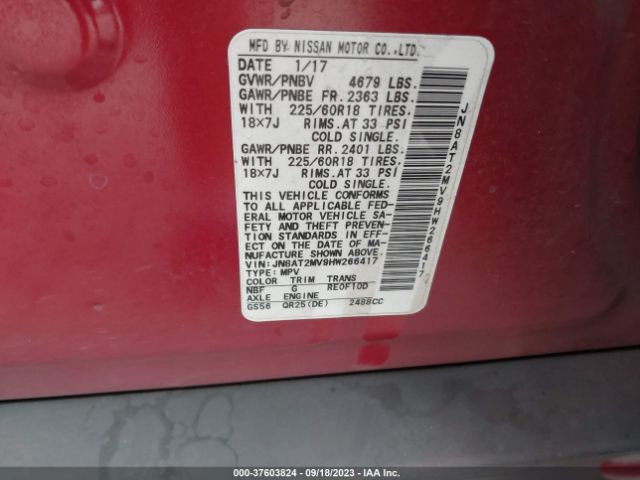 JN8AT2MV9HW266417 Nissan Rogue Sl