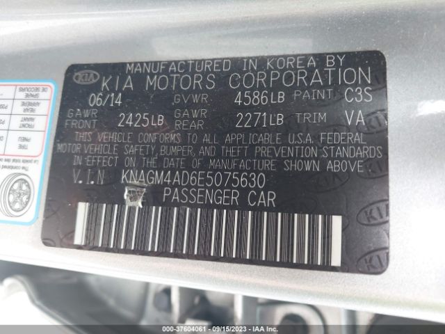 KNAGM4AD6E5075630 KIA Optima Hybrid Lx