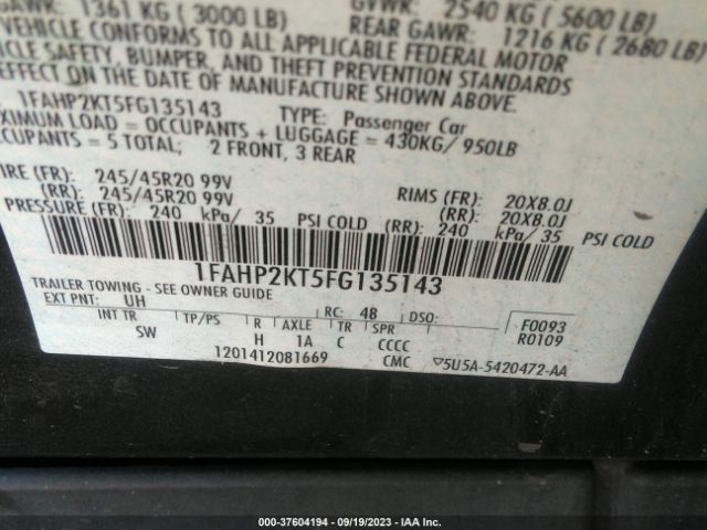 1FAHP2KT5FG135143 Ford TAURUS SHO
