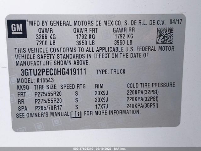 3GTU2PEC0HG419111 GMC Sierra 1500 Denali