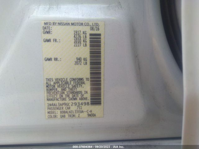 1N4AL3AP9GC293498 Nissan Altima 2.5 Sr