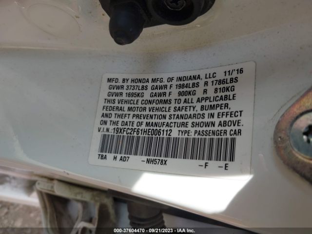 19XFC2F61HE006112 Honda Civic Sedan Lx