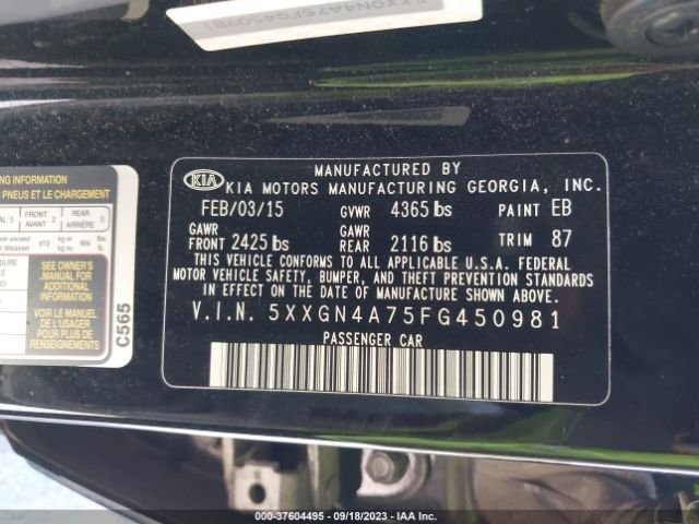 5XXGN4A75FG450981 KIA OPTIMA EX