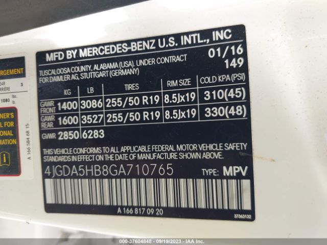 4JGDA5HB8GA710765 Mercedes-Benz Gle Gle 350
