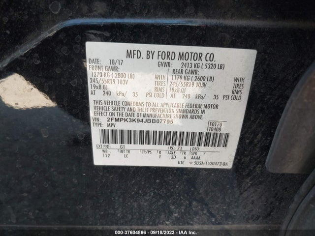 Ford Edge Titanium 2018 2FMPK3K94JBB07795 Image 9