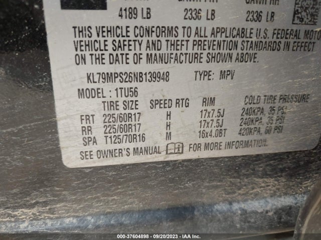 Chevrolet Trailblazer Lt 2022 KL79MPS26NB139948 Image 9