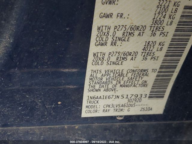 1N6AA1E67JN517933 Nissan Titan Sl