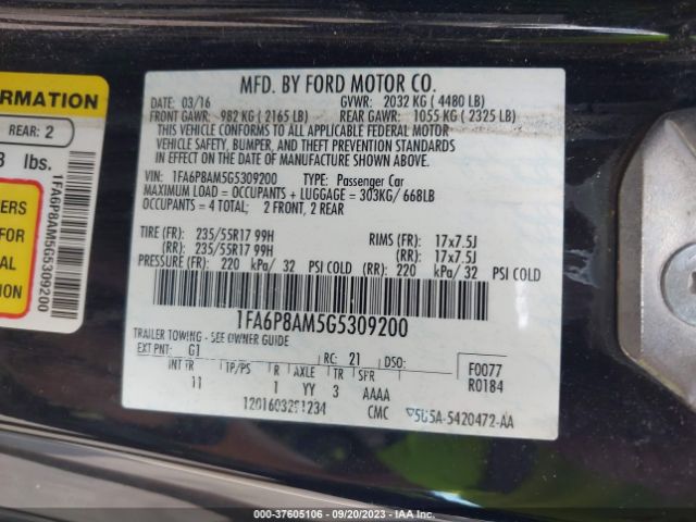 1FA6P8AM5G5309200 Ford Mustang V6