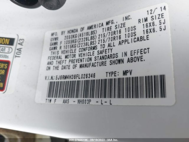 5J6RM4H36FL026346 Honda CR-V LX