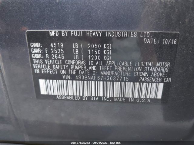 4S3BNAF67H3037715 Subaru Legacy Premium