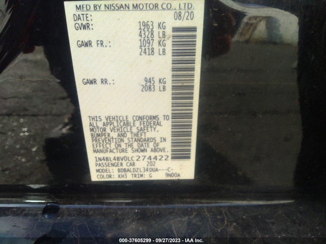 Nissan Altima 2.5 S 2020 1N4BL4BV0LC274422 Image 9