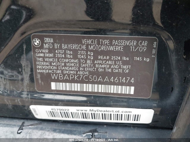 2010 BMW 328I XDRIVE VIN: WBAPK7C50AA461474