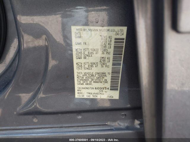 5N1BA0ND7EN609934 Nissan Armada Sl