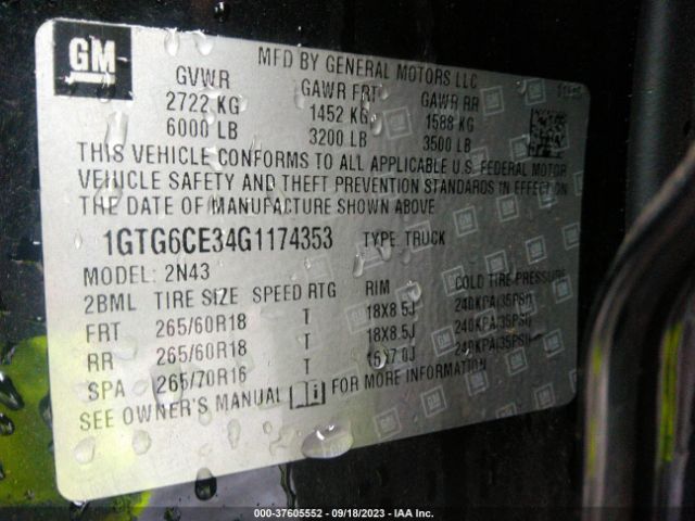 1GTG6CE34G1174353 GMC Canyon 4wd Sle