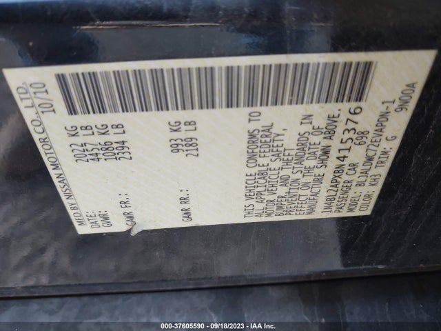 2011 NISSAN ALTIMA 3.5 SR VIN: 1N4BL2APXBN415376