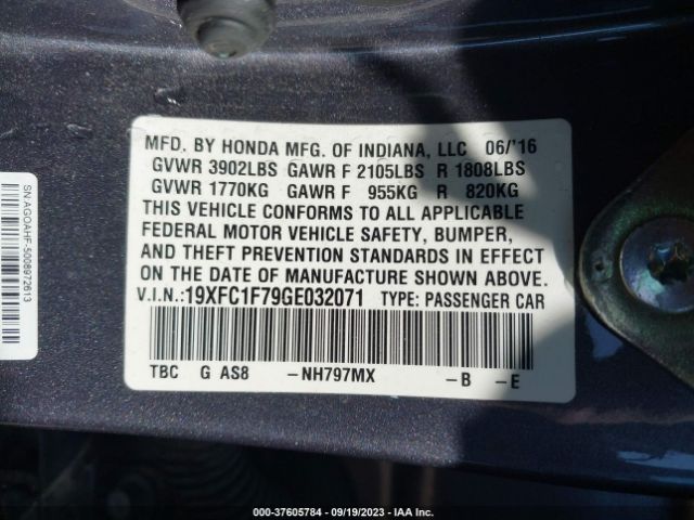 19XFC1F79GE032071 Honda Civic Sedan Ex-l