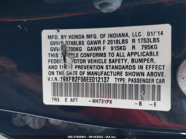 Honda Civic Sedan Lx 2014 19XFB2F56EE012137 Image 9