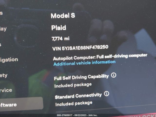 2022 TESLA MODEL S 5YJSA1E68NF478250 Photo 6