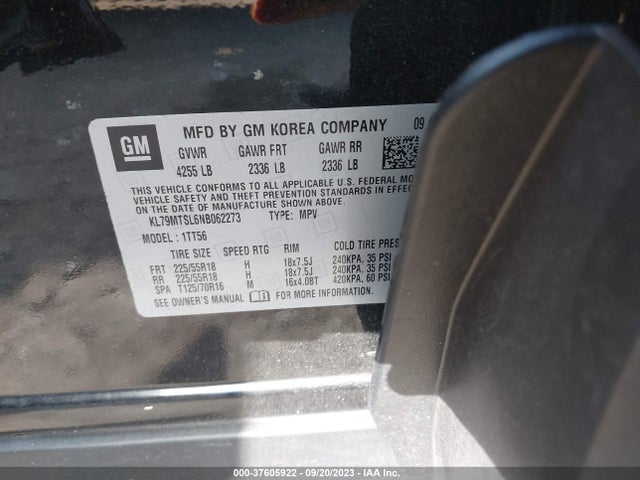 Chevrolet Trailblazer Rs 2022 KL79MTSL6NB062273 Image 9