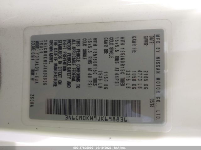 3N6CM0KN9JK698836 Nissan Nv200 Compact Cargo S