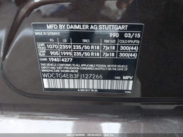WDCTG4EB3FJ127266 Mercedes-Benz Gla-class Gla 250