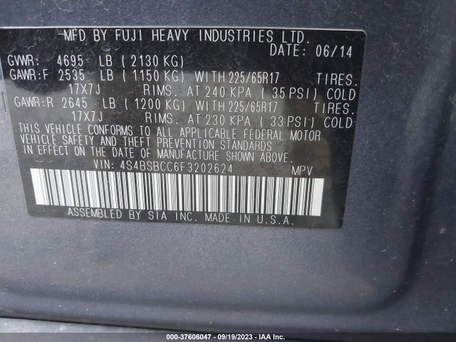 Subaru Outback 2.5i Premium 2015 4S4BSBCC6F3202624 Image 9