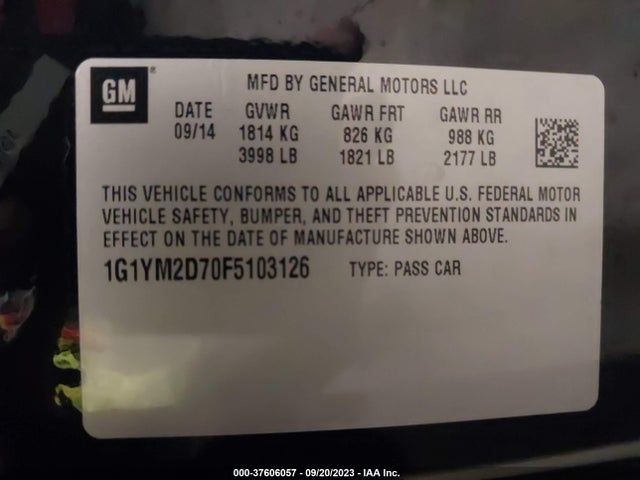Chevrolet Corvette Z51 3lt 2015 1G1YM2D70F5103126 Image 9