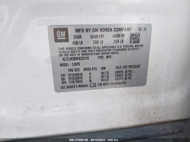 Chevrolet TRAX LTZ 2015 KL7CJNSB9FB222410 Image 9