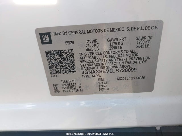 Chevrolet EQUINOX LS 2020 3GNAXSEV1LS738099 Image 9