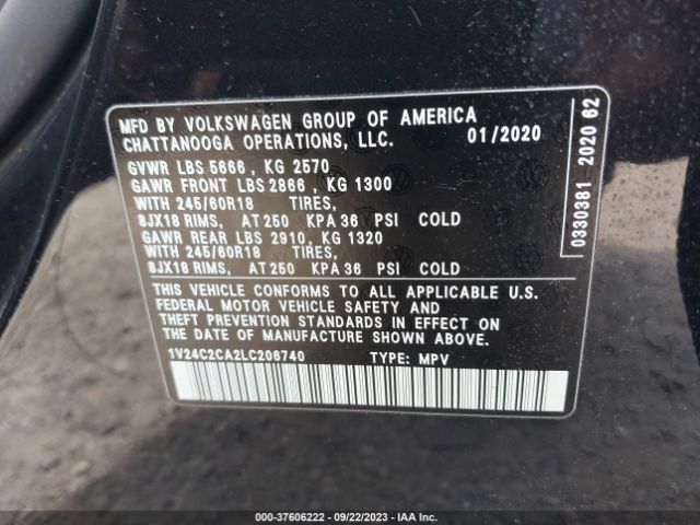 2020 VOLKSWAGEN ATLAS CROSS SPORT 1V24C2CA2LC206740 Photo 8