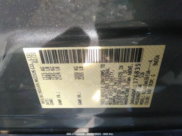 1N4AA6DV6LC376835 Nissan MAXIMA SL