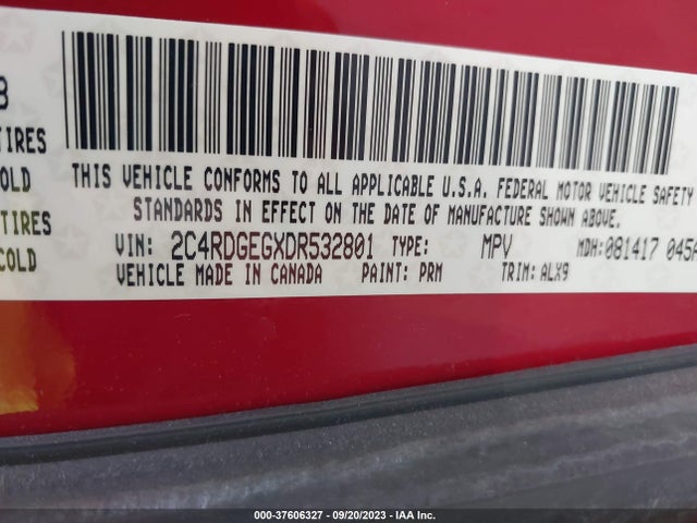 2013 DODGE GRAND CARAVAN R/T VIN: 2C4RDGEGXDR532801