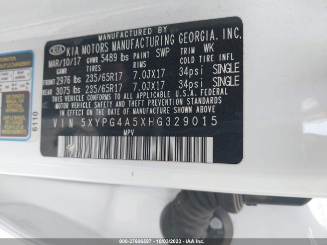 5XYPG4A5XHG329015 KIA Sorento Lx V6