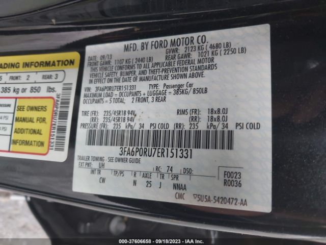 3FA6P0RU7ER151331 Ford Fusion Titanium Hybrid