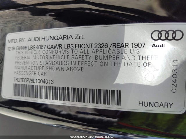 2020 Audi TT, VIN: TRUTECFV6L1004013