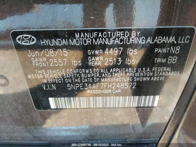 Hyundai Sonata 2.4l Limited 2015 5NPE34AF7FH248572 Image 10